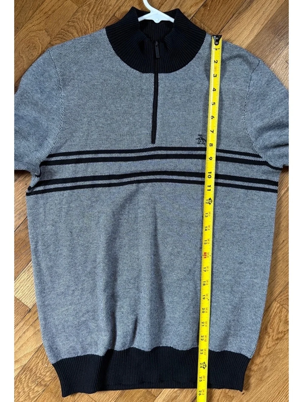 Small - Men - Original Penguin Grey Black Half-Zip Sweater